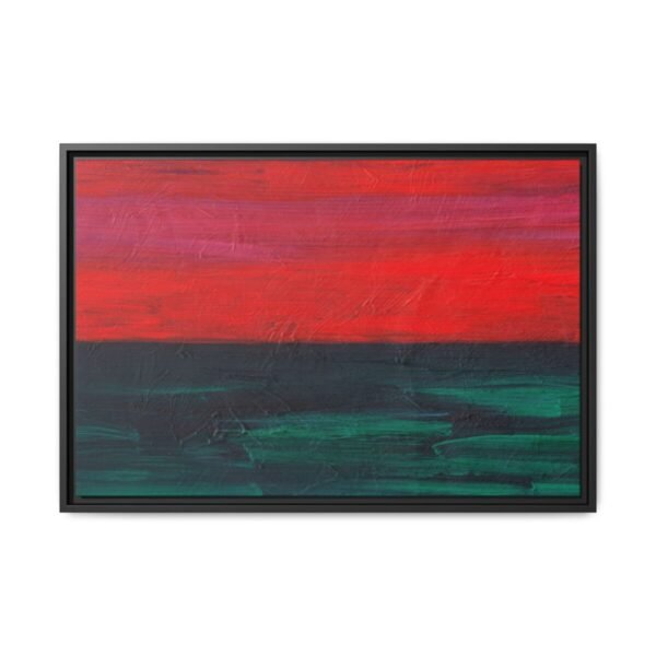 Emberveil Red Black Green Abstract Wall Art – Textured Modern Framed Canvas