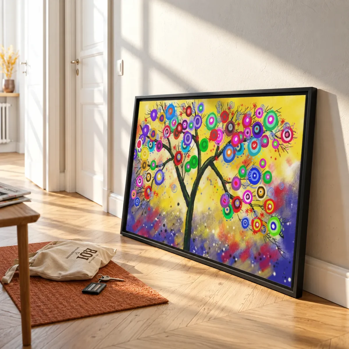 Prismatic Bloomtree – Colorful Tree Wall Art, Gallery-Style Framed Canvas