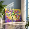 Prismatic Bloomtree – Colorful Tree Wall Art, Vibrant Contemporary Canvas Decor