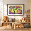 Colorful Tree Wall Art – Prismatic Bloomtree, Elegant Framed Art Print