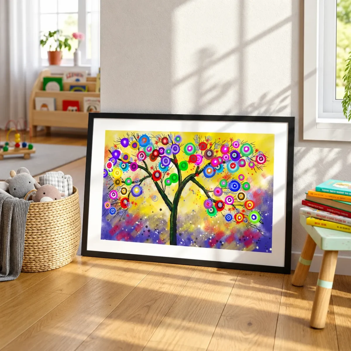 Colorful Tree Wall Art – Prismatic Bloomtree, Elegant Framed Art Print