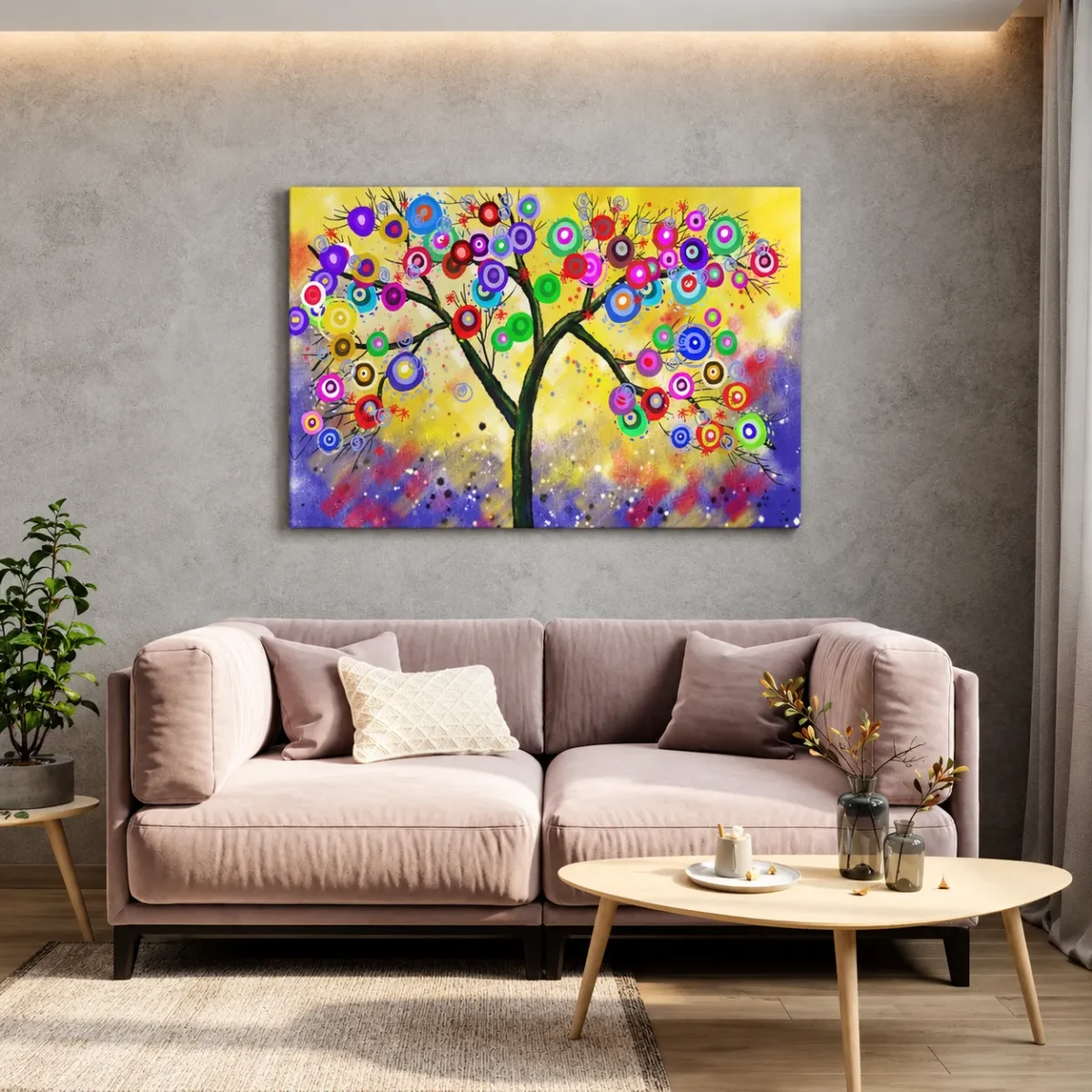 Prismatic Bloomtree – Colorful Tree Wall Art, Vibrant Contemporary Canvas Decor