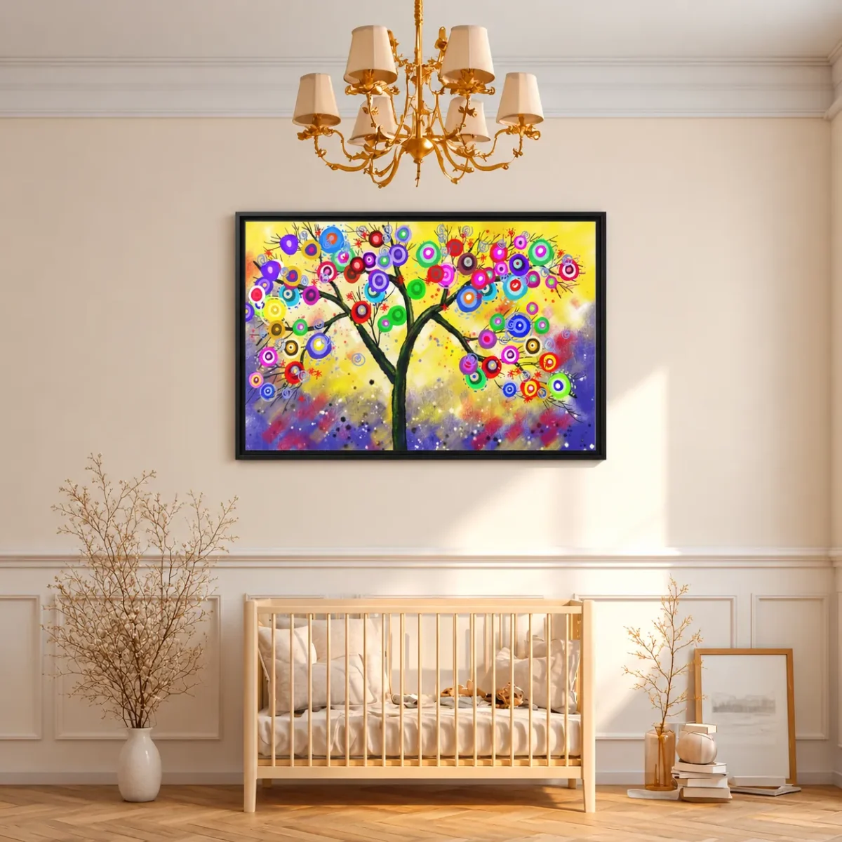 Prismatic Bloomtree – Colorful Tree Wall Art, Gallery-Style Framed Canvas
