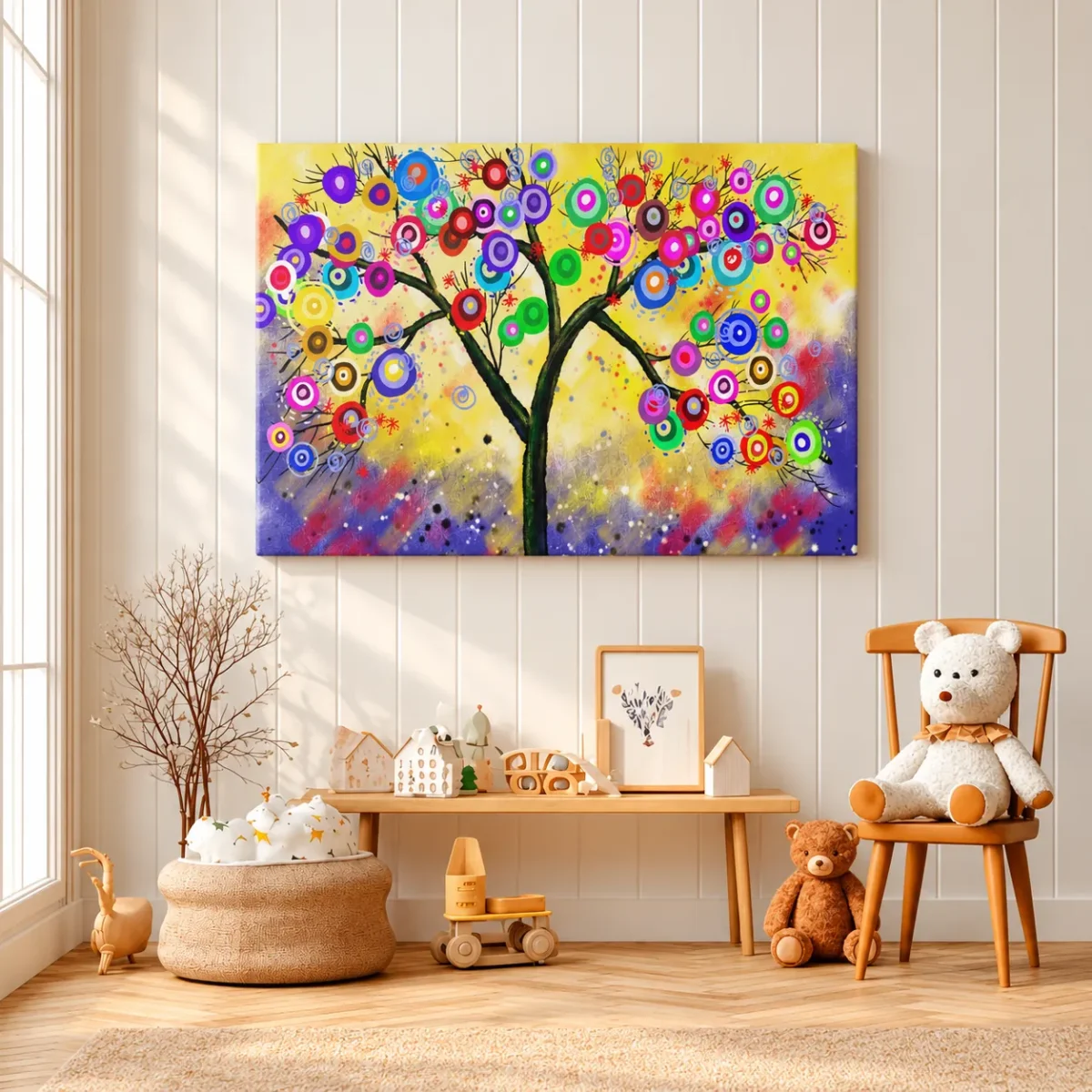 Prismatic Bloomtree – Colorful Tree Wall Art, Vibrant Contemporary Canvas Decor