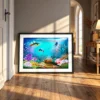 Coralwhim Tide – Colorful Coral Reef Wall Art Framed Print, Tropical Ocean Decor