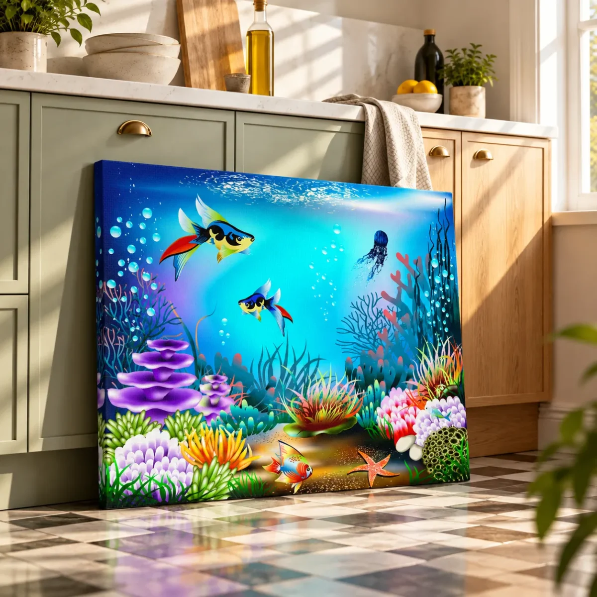 Coralwhim Tide – Underwater Coral Reef Wall Art Canvas, Colorful Ocean Decor