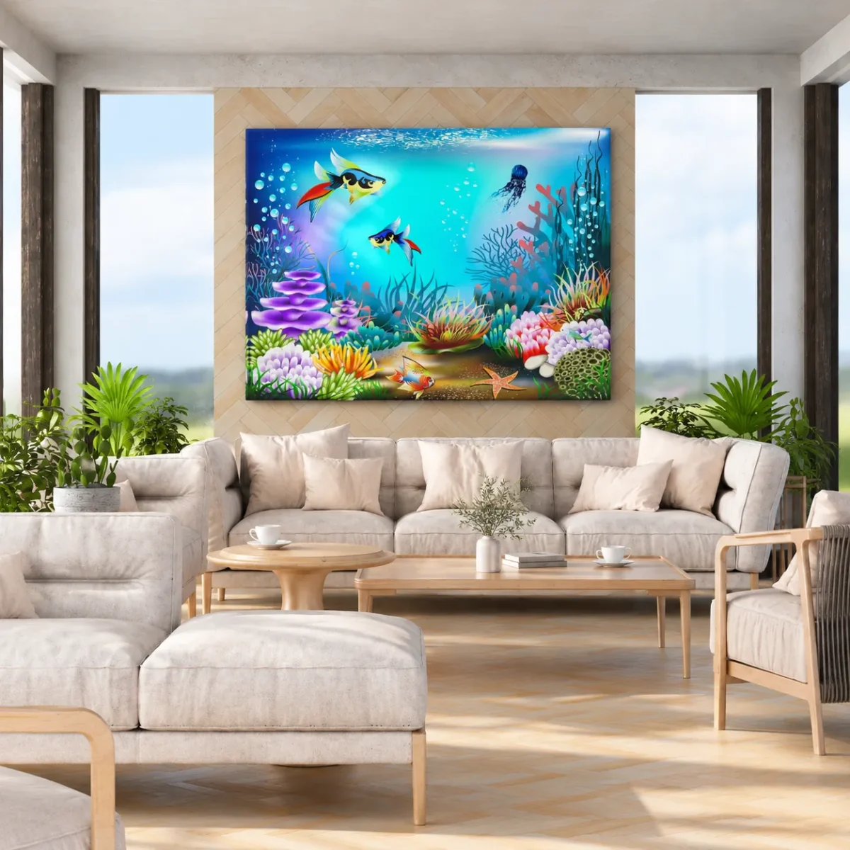 Coralwhim Tide – Underwater Coral Reef Wall Art Canvas, Colorful Ocean Decor