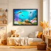 Coralwhim Tide – Colorful Coral Reef Wall Art Framed Canvas for Coastal Decor