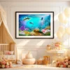 Coralwhim Tide – Colorful Coral Reef Wall Art Framed Print, Tropical Ocean Decor