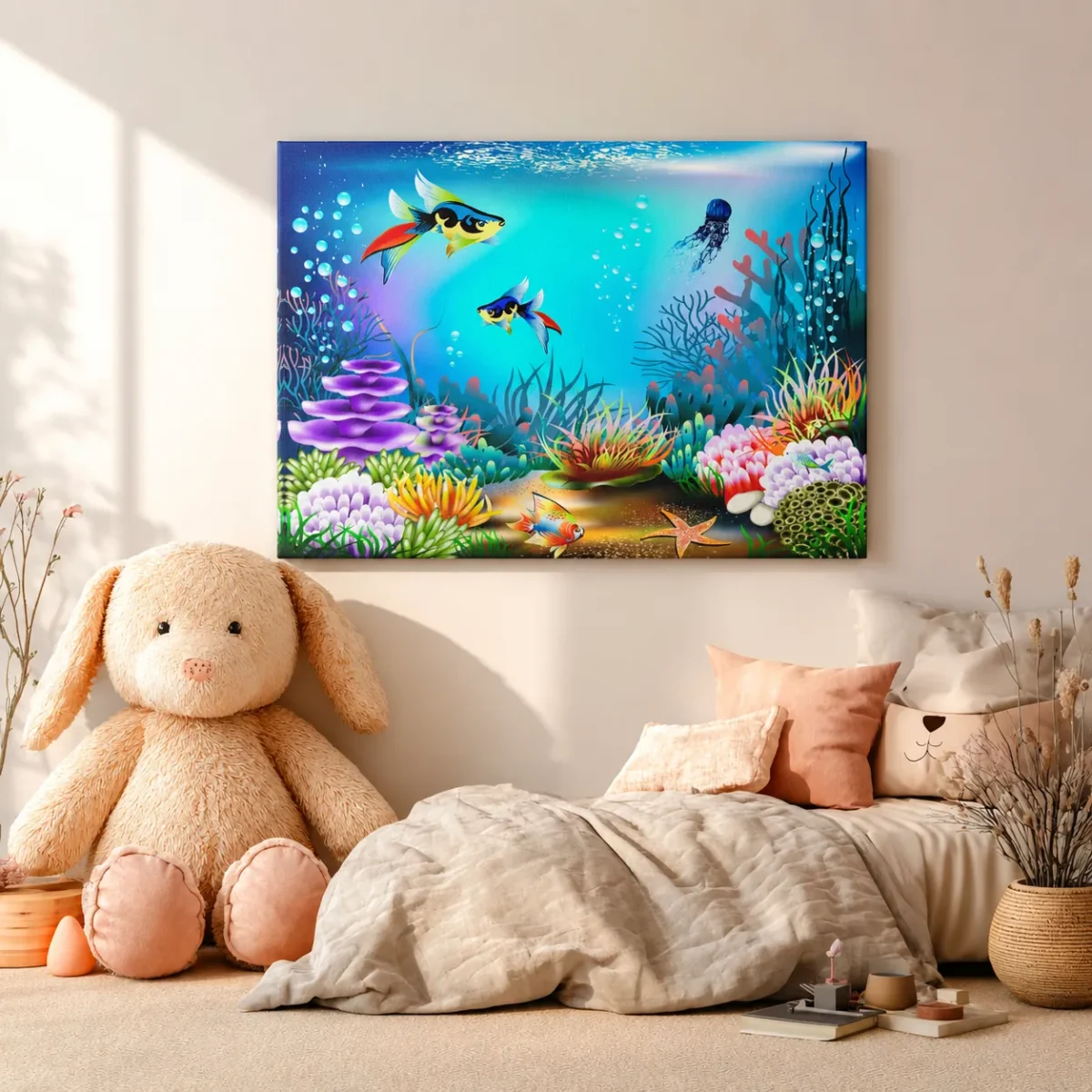Coralwhim Tide – Underwater Coral Reef Wall Art Canvas, Colorful Ocean Decor