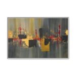 Obsidian Resonance — Oxblood Gold Abstract Wall Art Framed Canvas