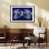 Lunaflora Lotus Fish Wall Art – Moonlit Botanical Framed Print for Elegant Spaces