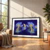 Lunaflora Lotus Fish Wall Art – Moonlit Botanical Framed Print for Elegant Spaces