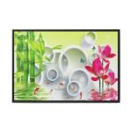 Verdant Ripple Sanctuary Bamboo Koi Garden Wall Art – Elegant Framed Canvas Decor