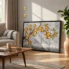 Gilded Rose Canopy – Golden Rose Framed Canvas Wall Art, Luxe Botanical Decor