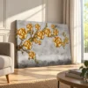 Gilded Rose Canopy – Golden Rose Canvas Wall Art, Luxury Botanical Decor