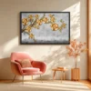Gilded Rose Canopy – Golden Rose Framed Canvas Wall Art, Luxe Botanical Decor