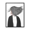 Velvet Gale – Windswept Woman Framed Canvas Wall Art for Modern Interiors