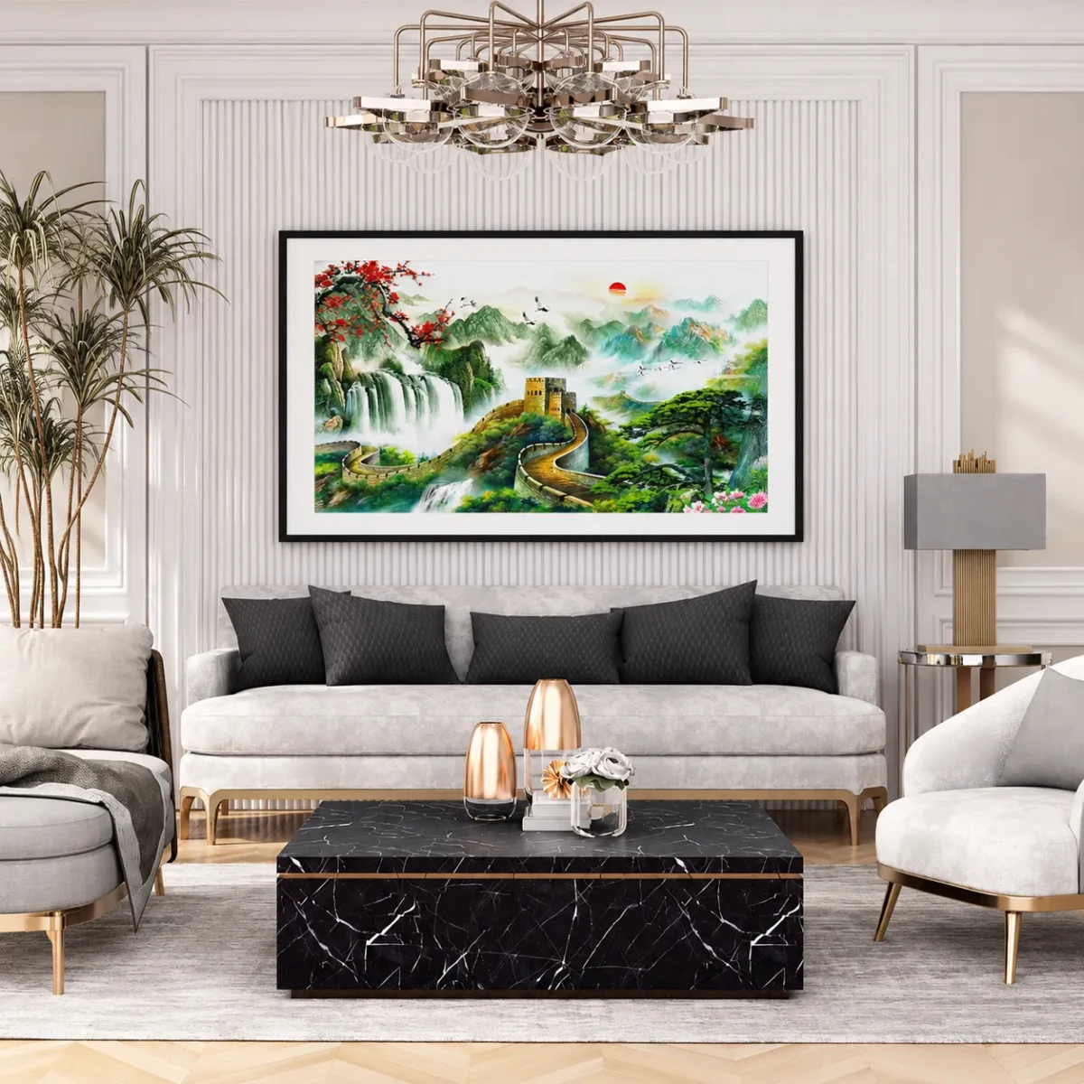 Jade Citadel Reverie – Chinese Landscape Framed Print, Great Wall Mountain Decor
