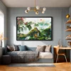 Jade Citadel Reverie – Chinese Landscape Wall Art Framed Canvas, Great Wall Mountain Decor