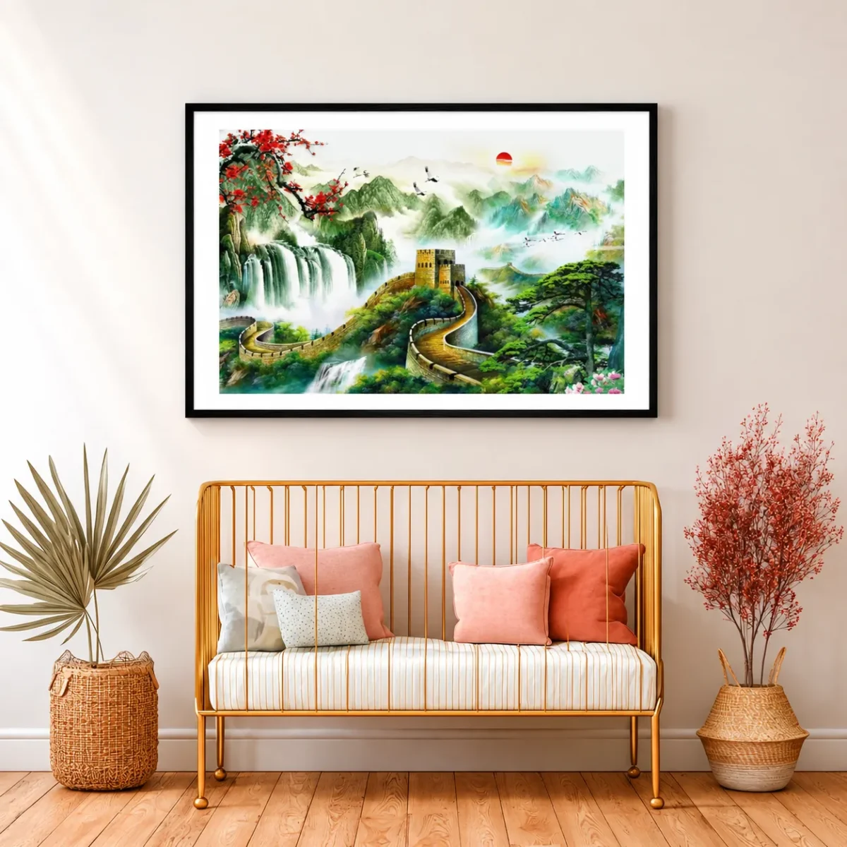 Jade Citadel Reverie – Chinese Landscape Framed Print, Great Wall Mountain Decor