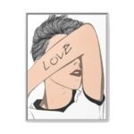 Love in Plain Sight Love Line Art Framed Canvas, Modern Figurative Wall Decor