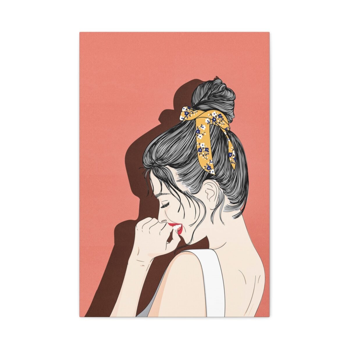 Coral Muse – Vintage Woman Canvas Wall Art, Retro Fashion Illustration
