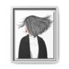 Velvet Gale – Windswept Woman Framed Canvas Wall Art for Modern Interiors