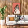 Coral Muse – Vintage Woman Canvas Wall Art, Retro Fashion Illustration