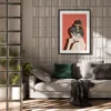 Coral Muse – Vintage Woman Framed Prints, Retro Floral Portrait Wall Decor