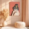 Coral Muse – Vintage Woman Canvas Wall Art, Retro Fashion Illustration