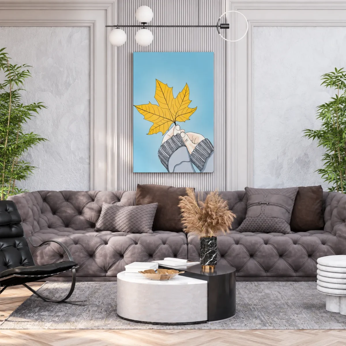 Golden Pause – Autumn Maple Leaf Wall Art, Matte Canvas for Cozy Interiors