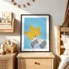 Golden Pause – Autumn Maple Leaf Wall Art, Framed Matte Art Print
