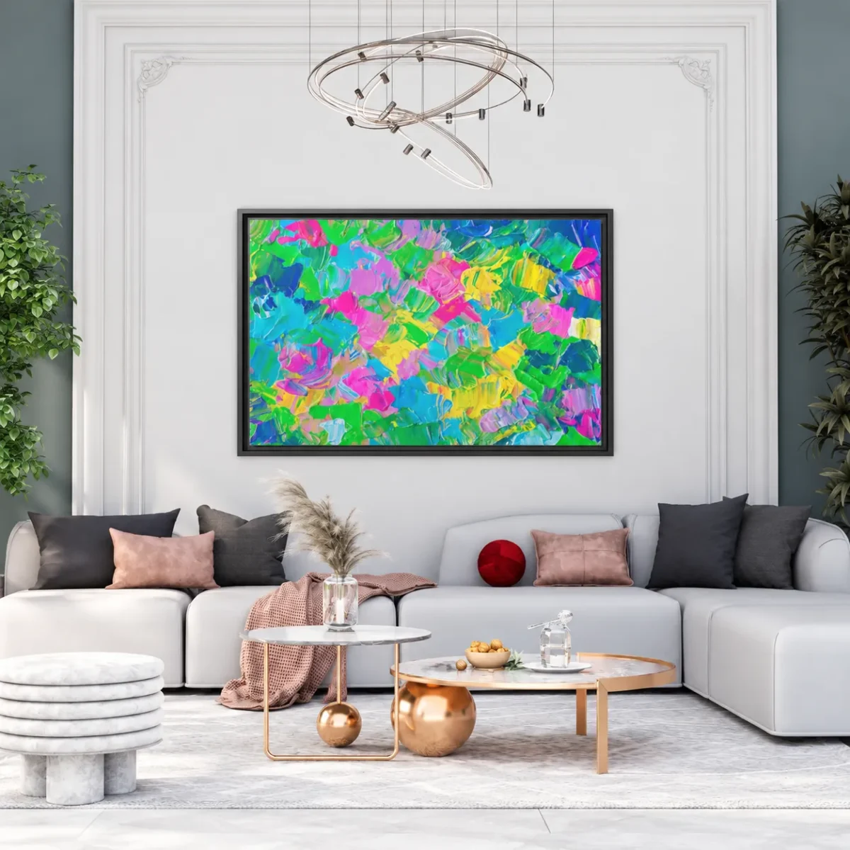 134 (2) Prism Riot – Vibrant Abstract Framed Canvas Wall Art for Modern Spaces