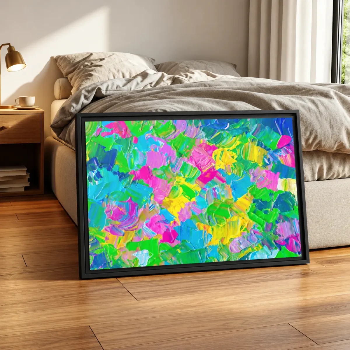 134 (3) Prism Riot – Vibrant Abstract Framed Canvas Wall Art for Modern Spaces