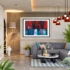 Cinderwake Current – Red Teal Abstract Framed Prints for Modern Interiors