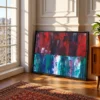 Cinderwake Current – Red Teal Abstract Framed Canvas Wall Art