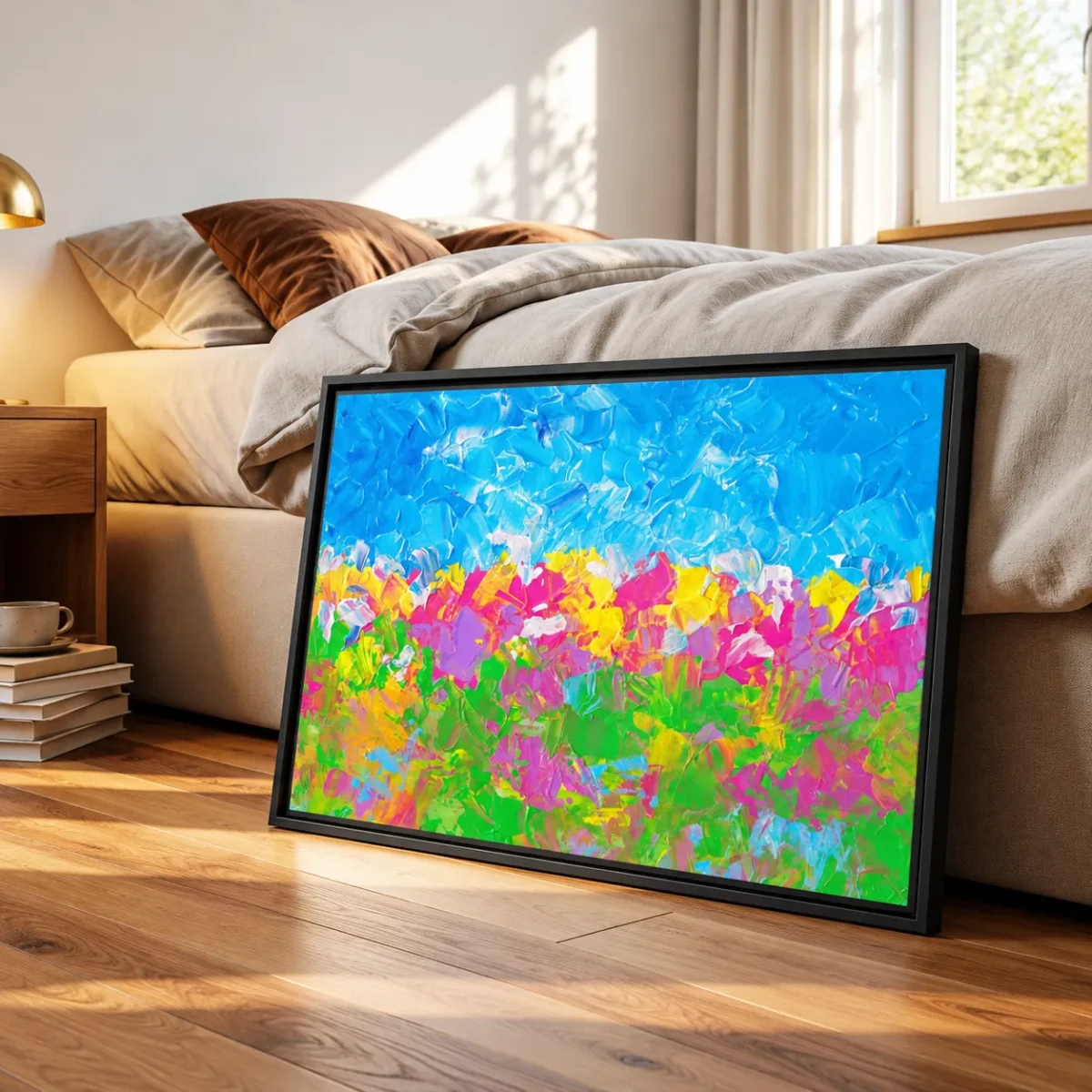 Prismtide Bloomscape – Colorful Abstract Landscape Wall Art Framed Canvas