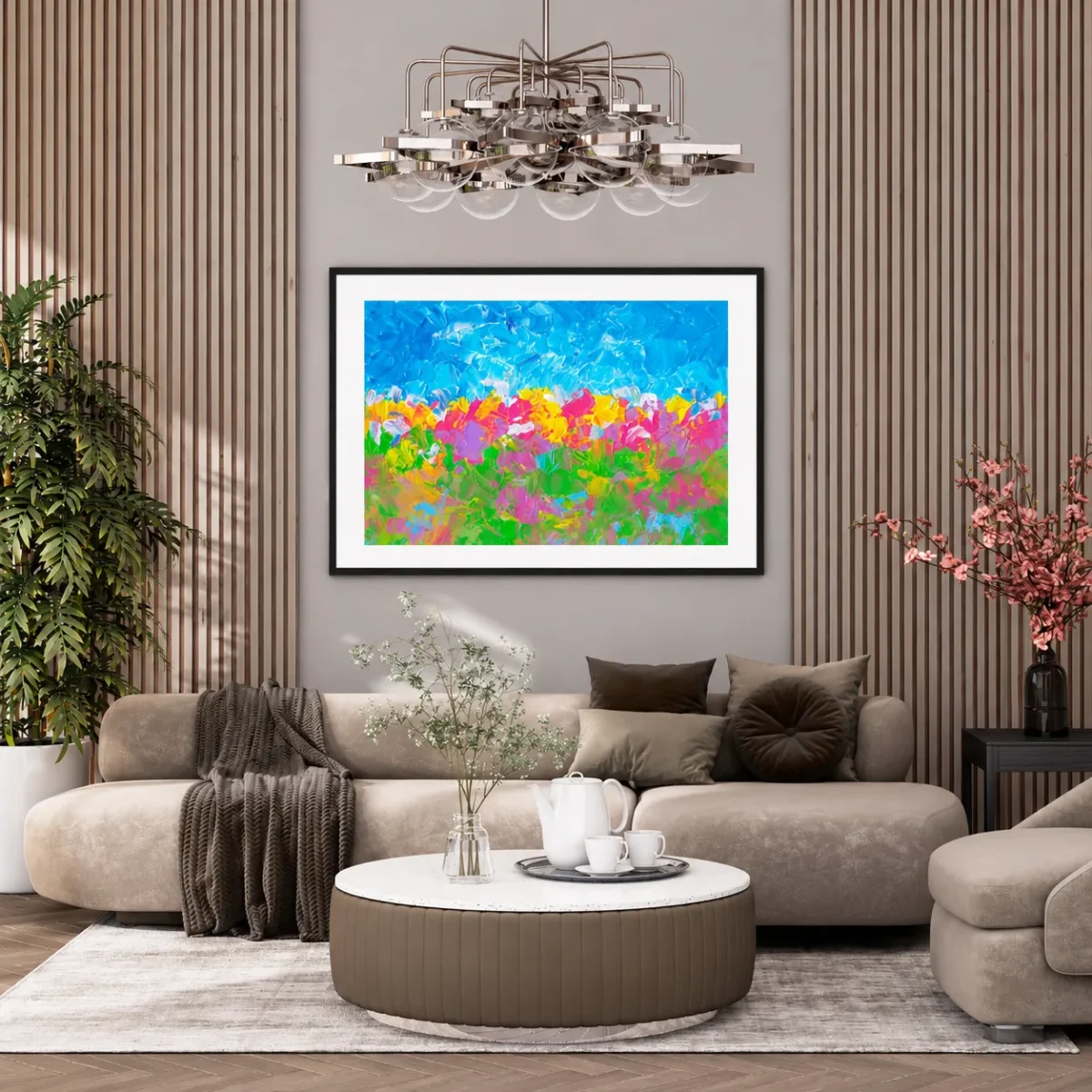 Prismtide Bloomscape – Colorful Abstract Landscape Wall Art Framed Print