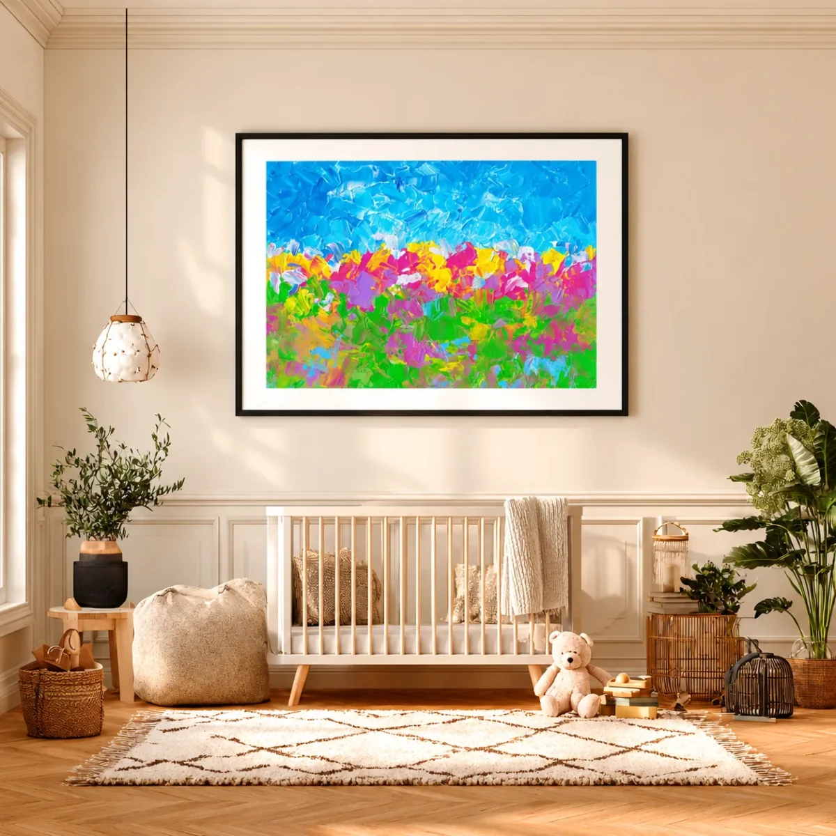 Prismtide Bloomscape – Colorful Abstract Landscape Wall Art Framed Print