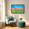 Prismtide Bloomscape – Colorful Abstract Landscape Wall Art Framed Canvas