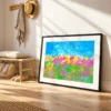 Prismtide Bloomscape – Colorful Abstract Landscape Wall Art Framed Print