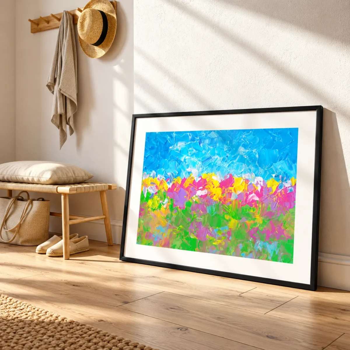 Prismtide Bloomscape – Colorful Abstract Landscape Wall Art Framed Print