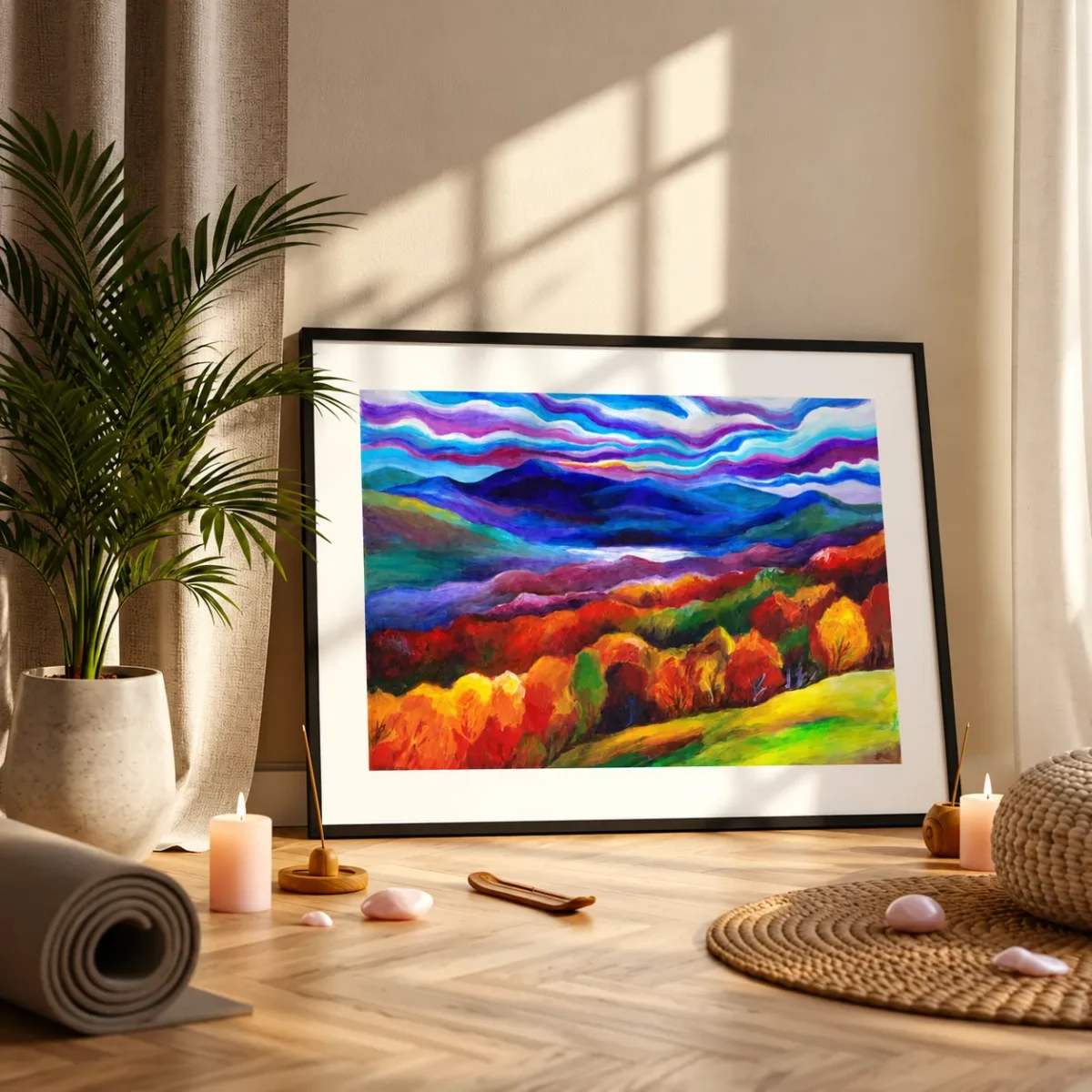 Violetfire Highlands – Autumn Mountain Framed Art Prints for Modern Interiors