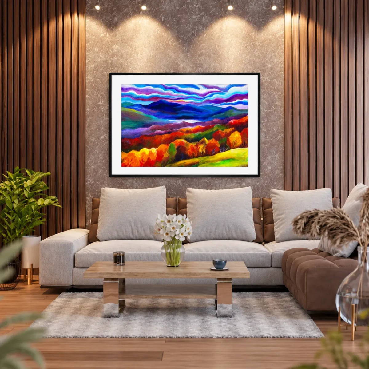 Violetfire Highlands – Autumn Mountain Framed Art Prints for Modern Interiors