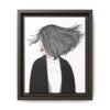 Velvet Gale – Windswept Woman Framed Canvas Wall Art for Modern Interiors