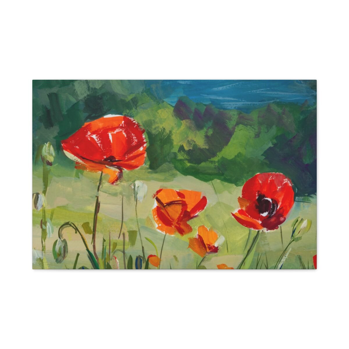 Poppyfield Verdure Canvas Wall Art – Expressive Floral Landscape for Modern Interiors