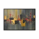Obsidian Resonance — Oxblood Gold Abstract Wall Art Framed Canvas