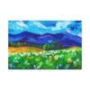Sapphire Mountain Meadow Wall Art – Expressive Alpine Landscape Matte Canvas Decor