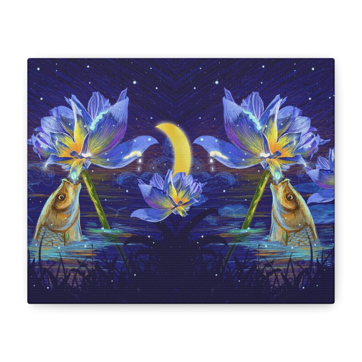 15173139813115233927_2048-1.jpeg Lunaflora Lotus Fish Wall Art – Mystical Moonlit Canvas for Serene Interiors